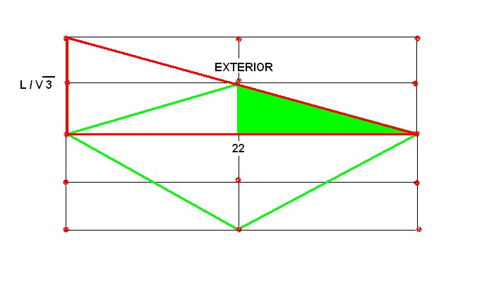 Dibujo del Rombo tridimensional con un vértice apoyado en el suelo