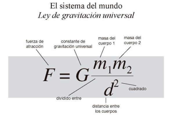 Fórmula de la ley de la Gravedad