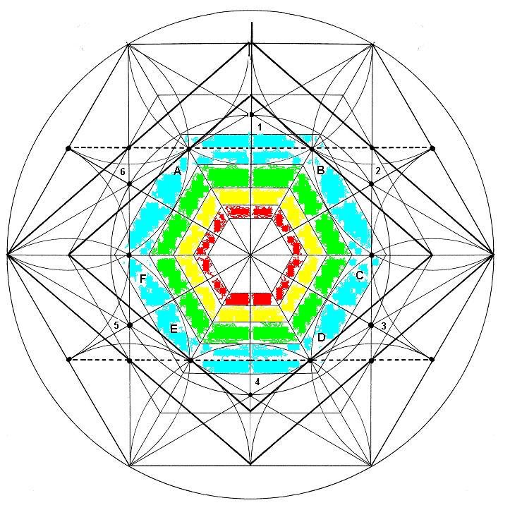 Hexágonos concéntricos con color